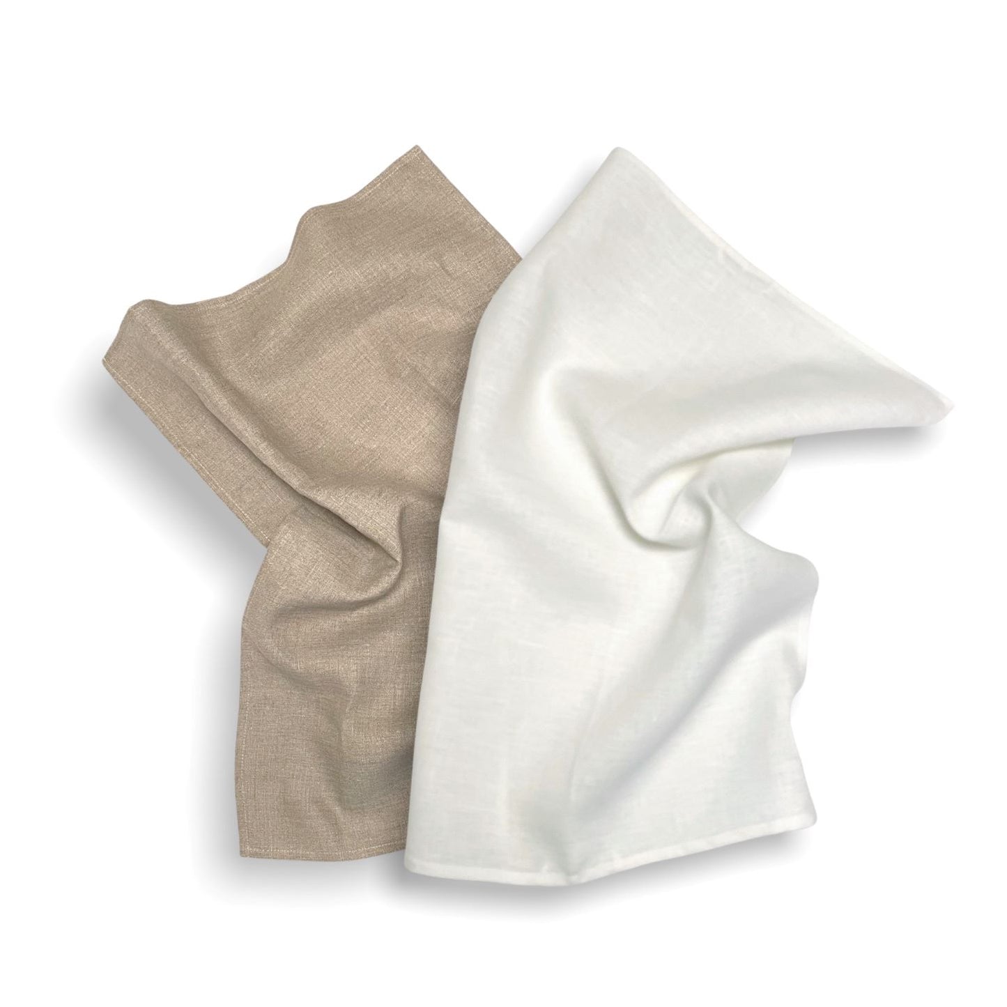 2-pack kökshandduk 100% linne med broderat namn och blomdekor