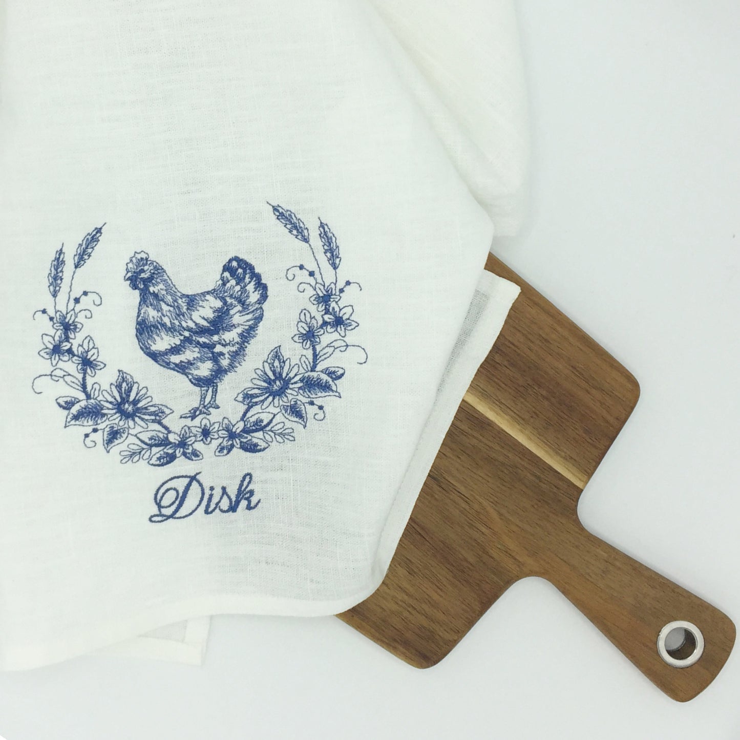 Vackra kökshanddukar i 100% linne med motiv och text i brodyr. Broderas efter beställning, personlig text eller namn.